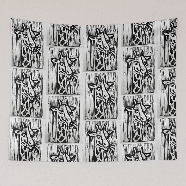 Item preview, Giraffe Eating (Printmaking) Black & White  designed and sold by hannaHKyong.