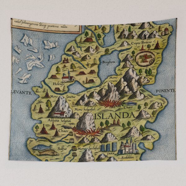 Item preview, De Islandia Insula (1571) – Colorized Antique Iceland Map by Giovanni Camocio designed and sold by Framd Posters.