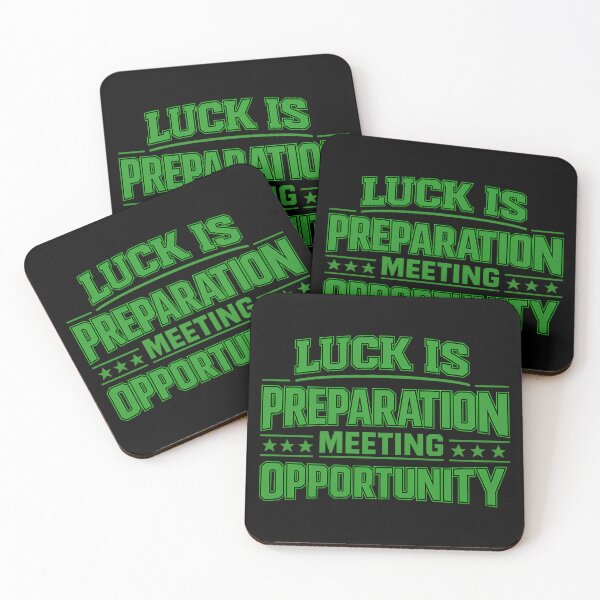 Item preview, Luck Is Preparation Meeting Opportunity Green Motivational Quote designed and sold by TeeTimeTreasure.