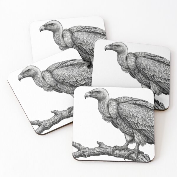 Item preview, Realistic fine line black and white vulture designed and sold by Minimalisticaly.