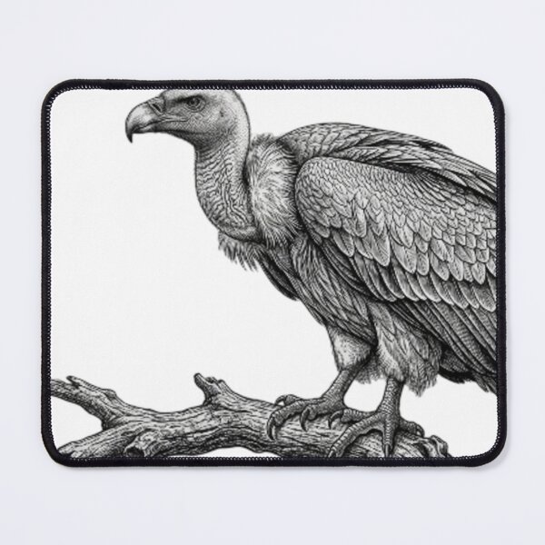 Item preview, Realistic fine line black and white vulture designed and sold by Minimalisticaly.