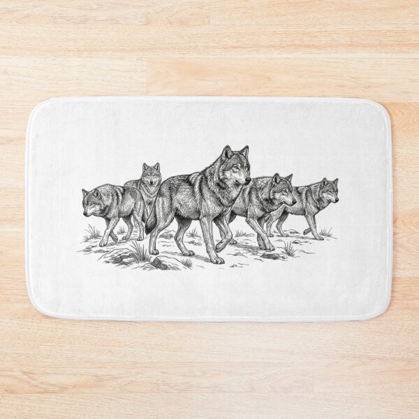 Item preview, Realistic fine line wolf pack designed and sold by Minimalisticaly.