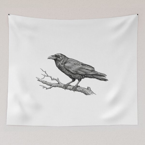 Item preview, Realistic fine line raven designed and sold by Minimalisticaly.