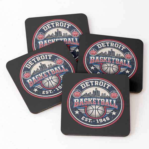 Item preview, Detroit Basketball Vintage Shirt – Red Blue Skyline Hoops Badge Tee designed and sold by TKOprintdesigns.