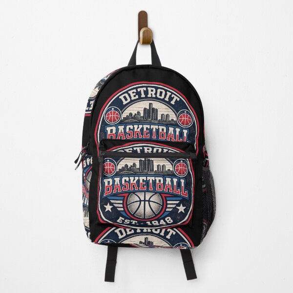 Item preview, Detroit Basketball Vintage Shirt – Red Blue Skyline Hoops Badge Tee designed and sold by TKOprintdesigns.