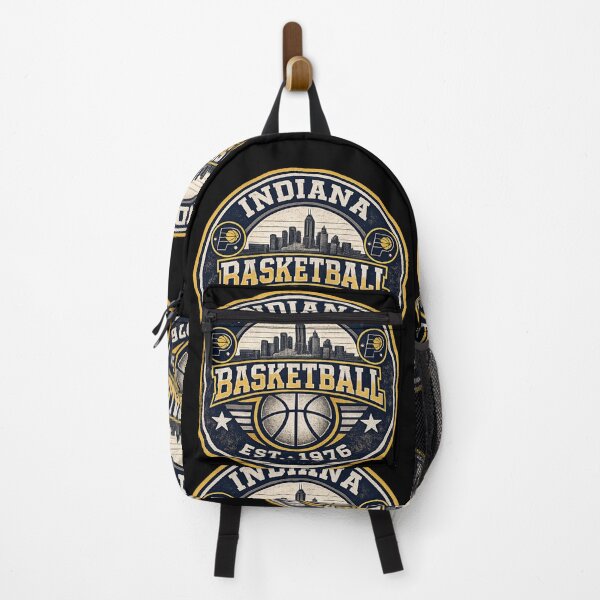 Item preview, Indiana Basketball Shirt – Vintage Pacers Style Badge – Navy Gold Hoops Tee designed and sold by TKOprintdesigns.
