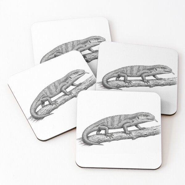 Item preview, Realistic fine line blue tongue skink designed and sold by Minimalisticaly.