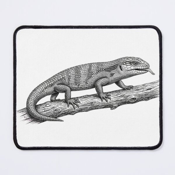 Item preview, Realistic fine line blue tongue skink designed and sold by Minimalisticaly.