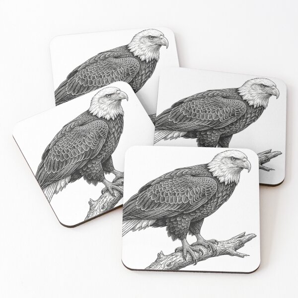 Item preview, Realistic fine line american bald eagle designed and sold by Minimalisticaly.