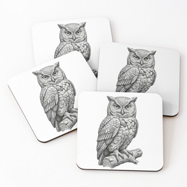 Item preview, Realistic fine line long-eared owl designed and sold by Minimalisticaly.