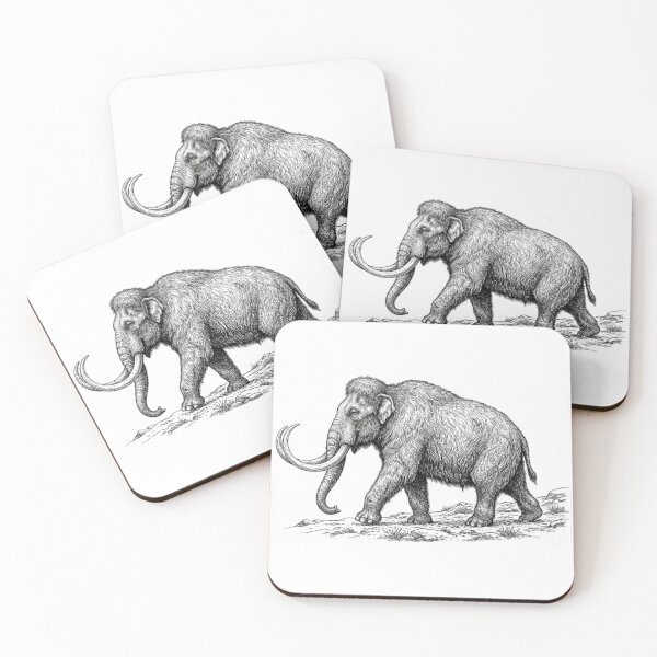 Item preview, Realistic fine line mammoth designed and sold by Minimalisticaly.