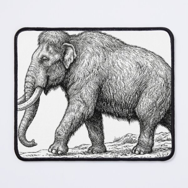Item preview, Realistic fine line mammoth designed and sold by Minimalisticaly.
