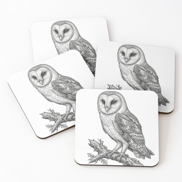 Item preview, Realistic fine line barn owl designed and sold by Minimalisticaly.