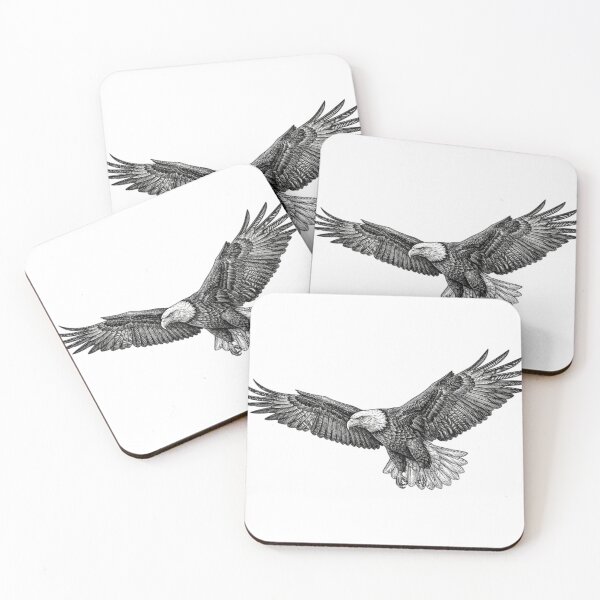 Item preview, Realistic high detail black and white american bald eagle flying designed and sold by Minimalisticaly.