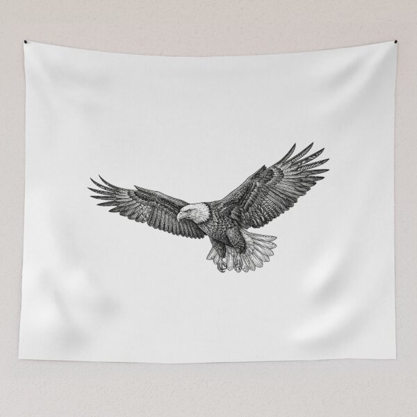 Item preview, Realistic high detail black and white american bald eagle flying designed and sold by Minimalisticaly.