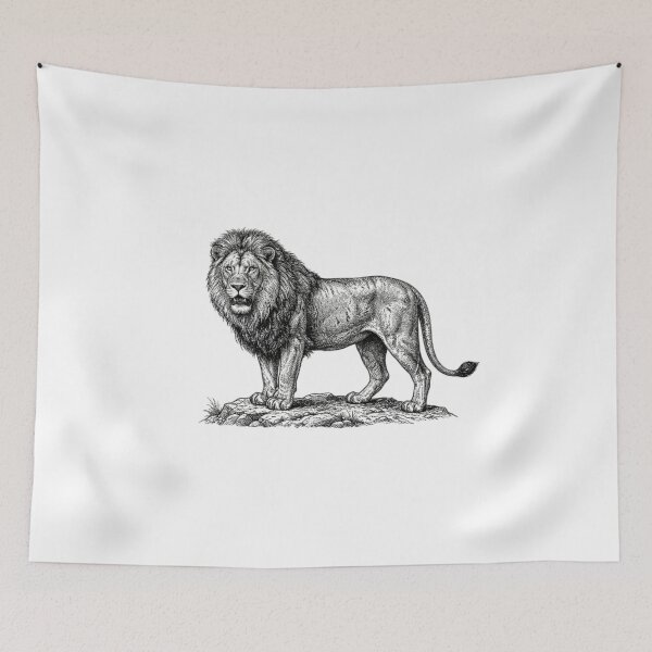 Item preview, Realistic high detail black and white lion designed and sold by Minimalisticaly.