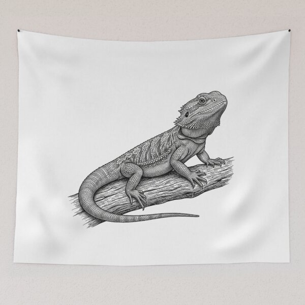 Item preview, Realistic high detail black and white bearded dragon designed and sold by Minimalisticaly.