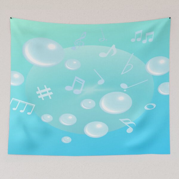 Item preview, Music Notation & Bubbles In Turquoise Green designed and sold by BrightrDayMusicArt.