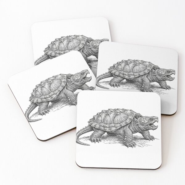 Item preview, Realistic black and white alligator snapping turtle designed and sold by Minimalisticaly.