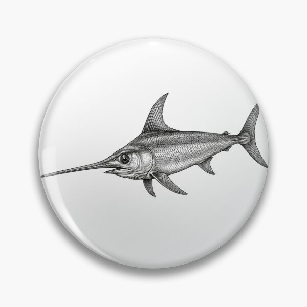 Item preview, Realistic black and white swordfish designed and sold by Minimalisticaly.
