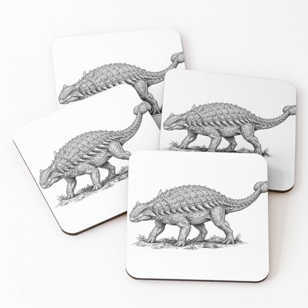 Item preview, Realistic black and white ankylosaurus designed and sold by Minimalisticaly.