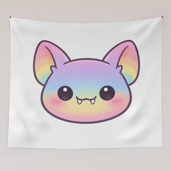 Item preview, Rainbow Pastel Kawaii Bat Face designed and sold by Owcomm.