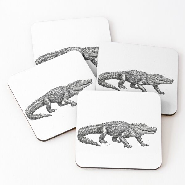 Item preview, Realistic minimalistic black and white crocodille walking designed and sold by Minimalisticaly.