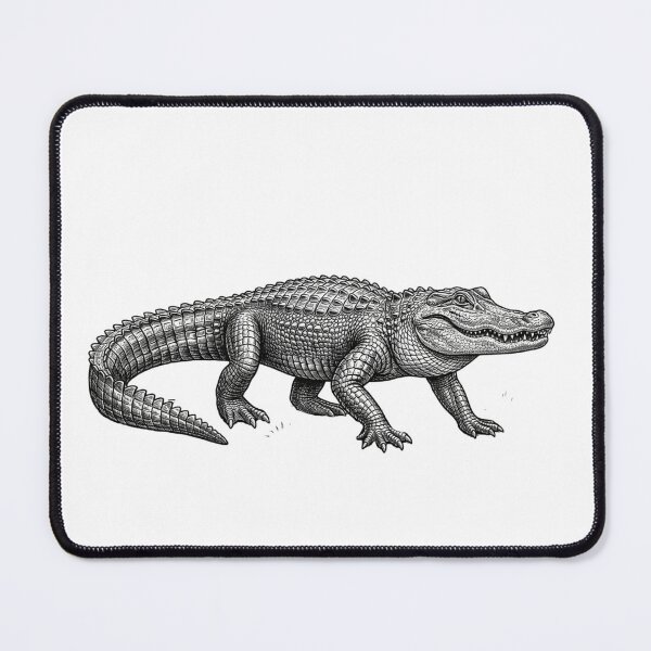 Item preview, Realistic minimalistic black and white crocodille walking designed and sold by Minimalisticaly.