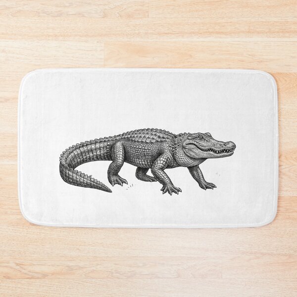 Item preview, Realistic minimalistic black and white crocodille walking designed and sold by Minimalisticaly.
