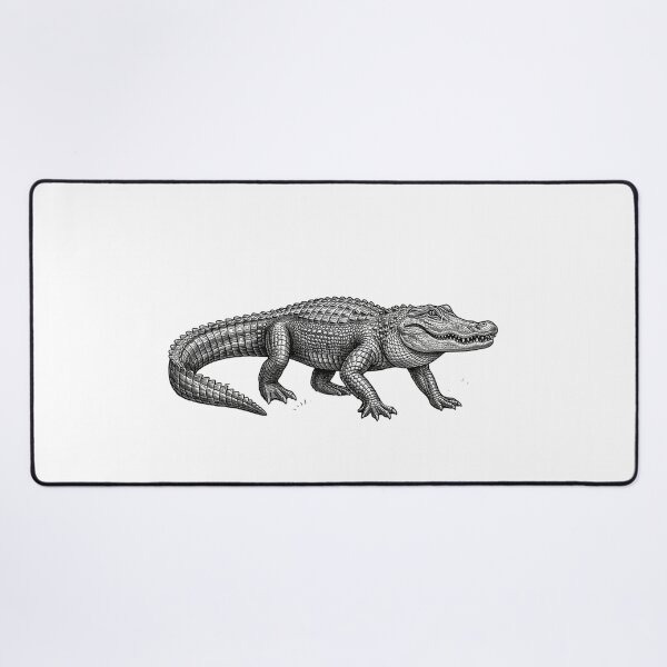 Item preview, Realistic minimalistic black and white crocodille walking designed and sold by Minimalisticaly.
