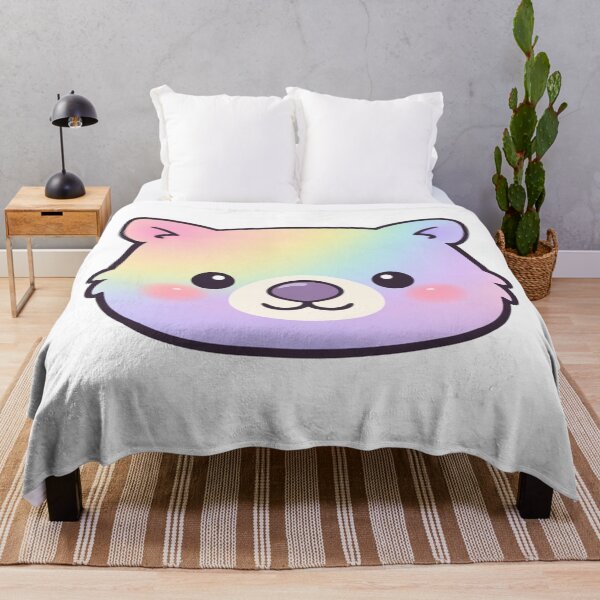 Item preview, Rainbow Pastel Kawaii Bear Face Cute Fluffy Animal designed and sold by Owcomm.
