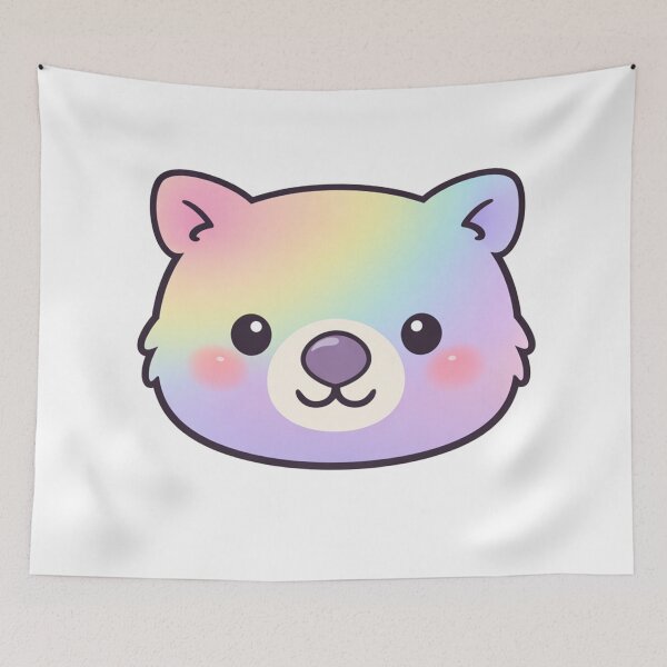 Item preview, Rainbow Pastel Kawaii Bear Face Cute Fluffy Animal designed and sold by Owcomm.