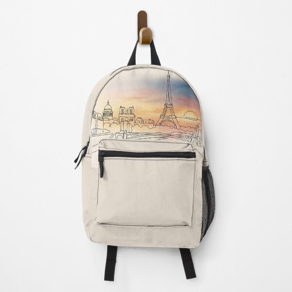 Item preview, Paris Skyline Line Art Sunset Watercolor designed and sold by PixorStudio.