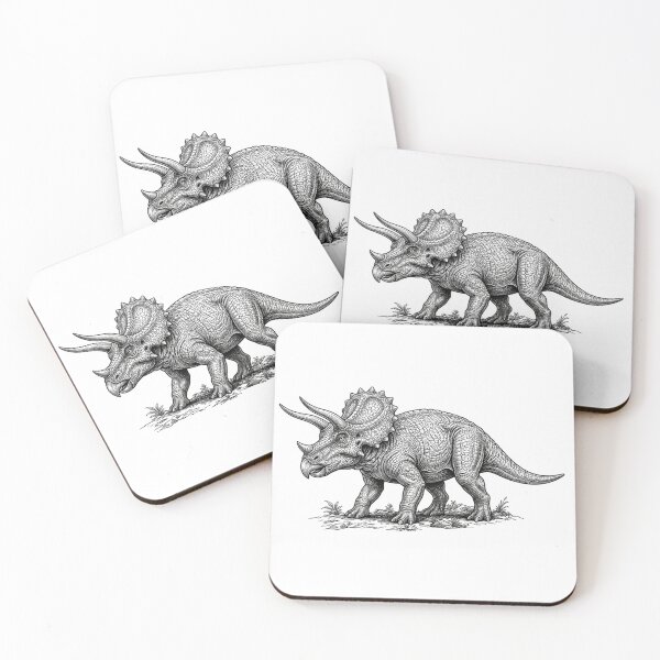 Item preview, Realistic minimalistic black and white triceratops designed and sold by Minimalisticaly.