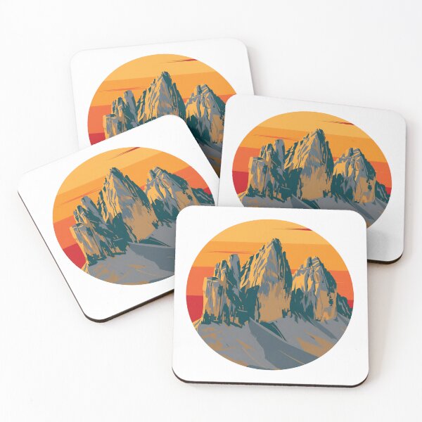 Item preview, Tre Cime di Lavaredo Dolomites Sunset Illustration designed and sold by SlothcoreVibes.