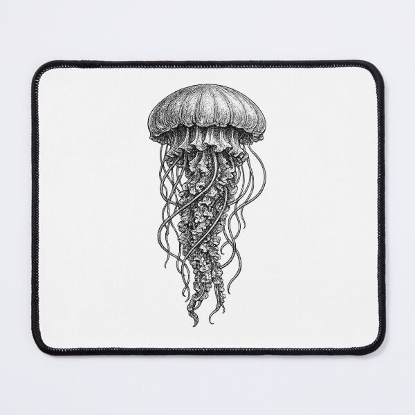 Item preview, Realistic minimalistic black and white jellyfish designed and sold by Minimalisticaly.