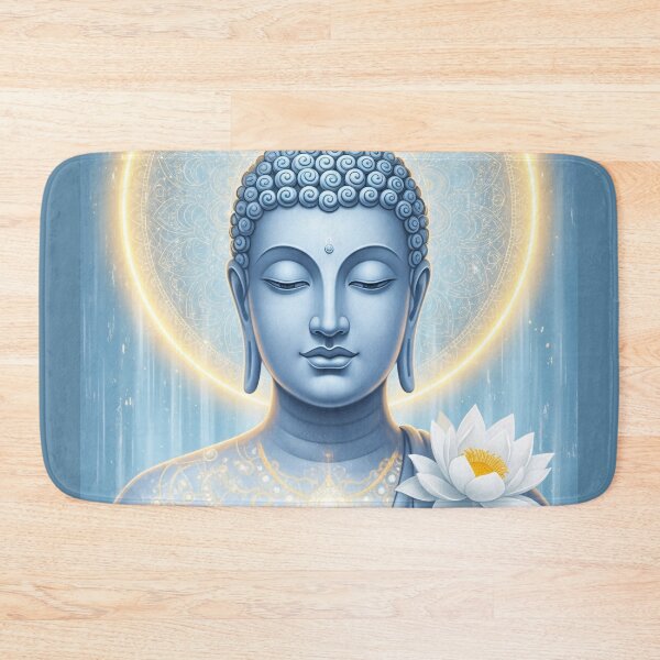 Item preview, Serene Buddha Blue Gold Lotus Meditation Art designed and sold by PixorStudio.