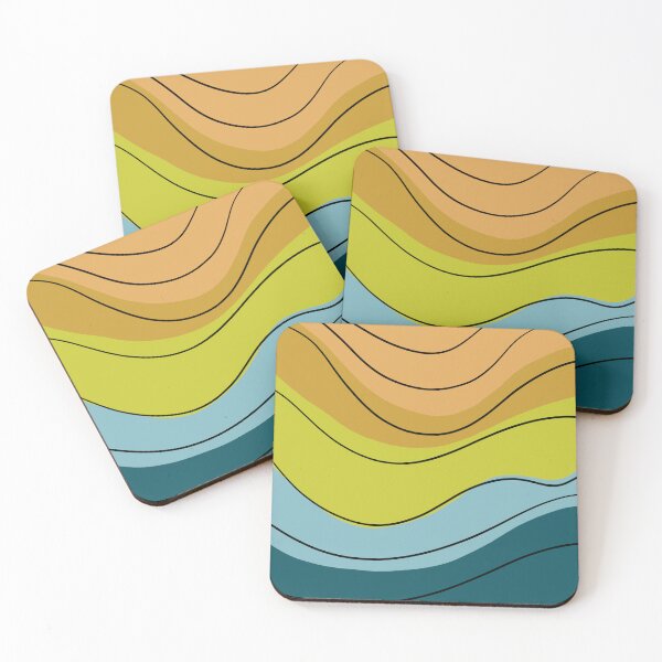 Item preview, AtaraxiaCabin | Topographic Wave No. 01 in Earthy Ochre & Teal designed and sold by AtaraxiaCabin.