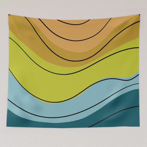 Item preview, AtaraxiaCabin | Topographic Wave No. 01 in Earthy Ochre & Teal designed and sold by AtaraxiaCabin.