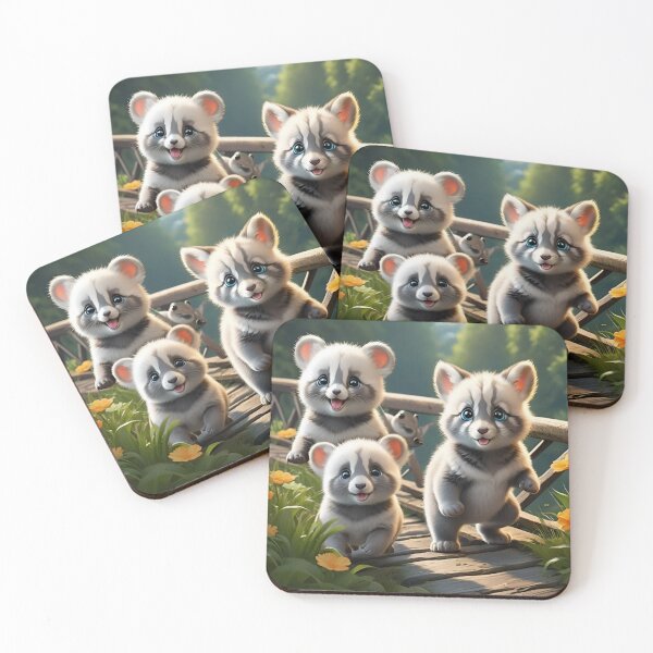 Item preview, Playful Baby Animal Friends on Wooden Bridge designed and sold by CASASIS_MERCH.