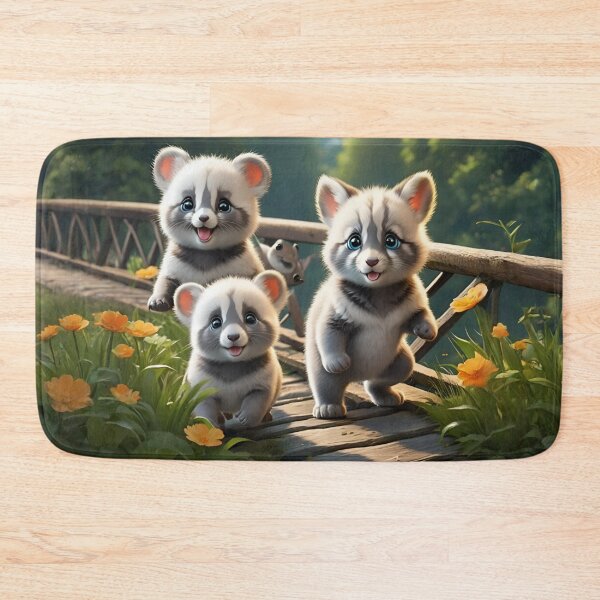 Item preview, Playful Baby Animal Friends on Wooden Bridge designed and sold by CASASIS_MERCH.