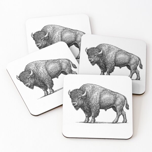 Item preview, Realistic minimalistic black and white bison designed and sold by Minimalisticaly.