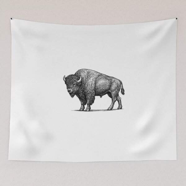 Item preview, Realistic minimalistic black and white bison designed and sold by Minimalisticaly.