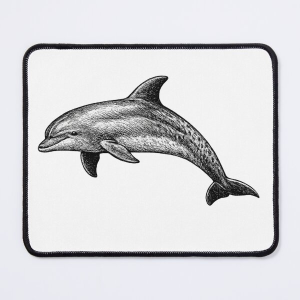 Item preview, Realistic minimalistic black and white dolphin designed and sold by Minimalisticaly.