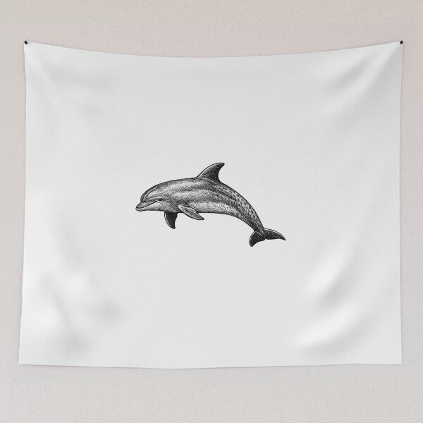 Item preview, Realistic minimalistic black and white dolphin designed and sold by Minimalisticaly.