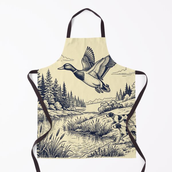 Item preview, Vintage Woodcut Mallard Duck in Flight & Pointers designed and sold by Dust And Doom.