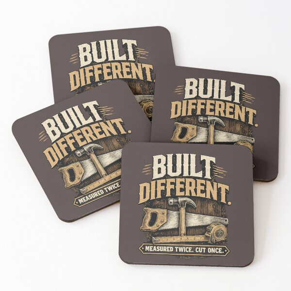 Item preview, Built Different Carpenter Vintage Tools Design – Measured Twice Cut Once typography  designed and sold by rigelcreation.