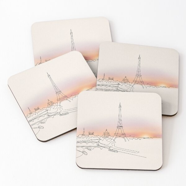 Item preview, Minimal Paris Skyline Line Art Sunset Gradient designed and sold by PixorStudio.