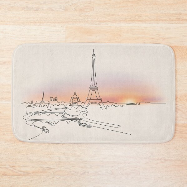 Item preview, Minimal Paris Skyline Line Art Sunset Gradient designed and sold by PixorStudio.