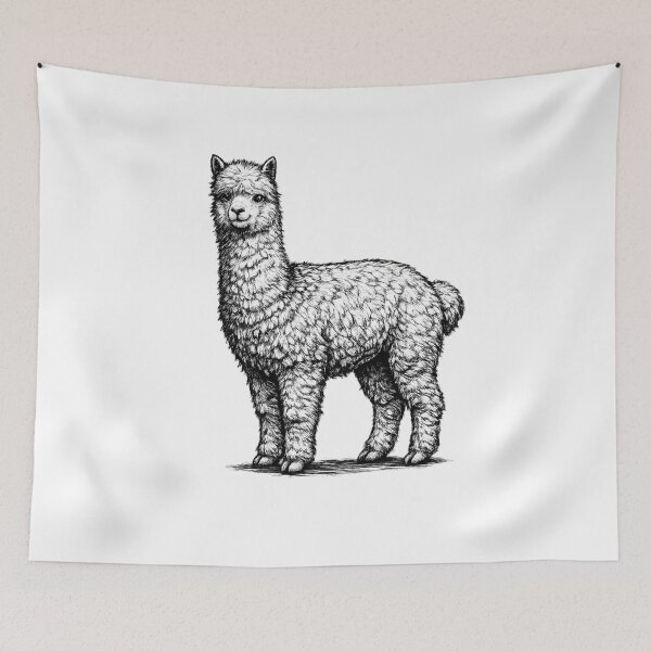 Item preview, Realistic minimalistic black and white alpaca designed and sold by Minimalisticaly.
